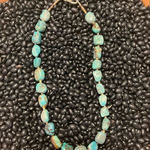 Handmade tumbled turquoise and heshi bead necklace